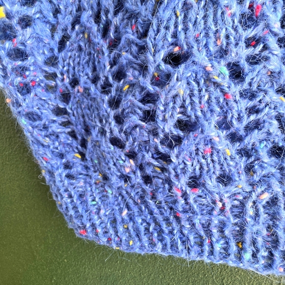 Blue Speckled Women's Crew Neck Sweater Handmade Soft Wool - Picture 8 of 16